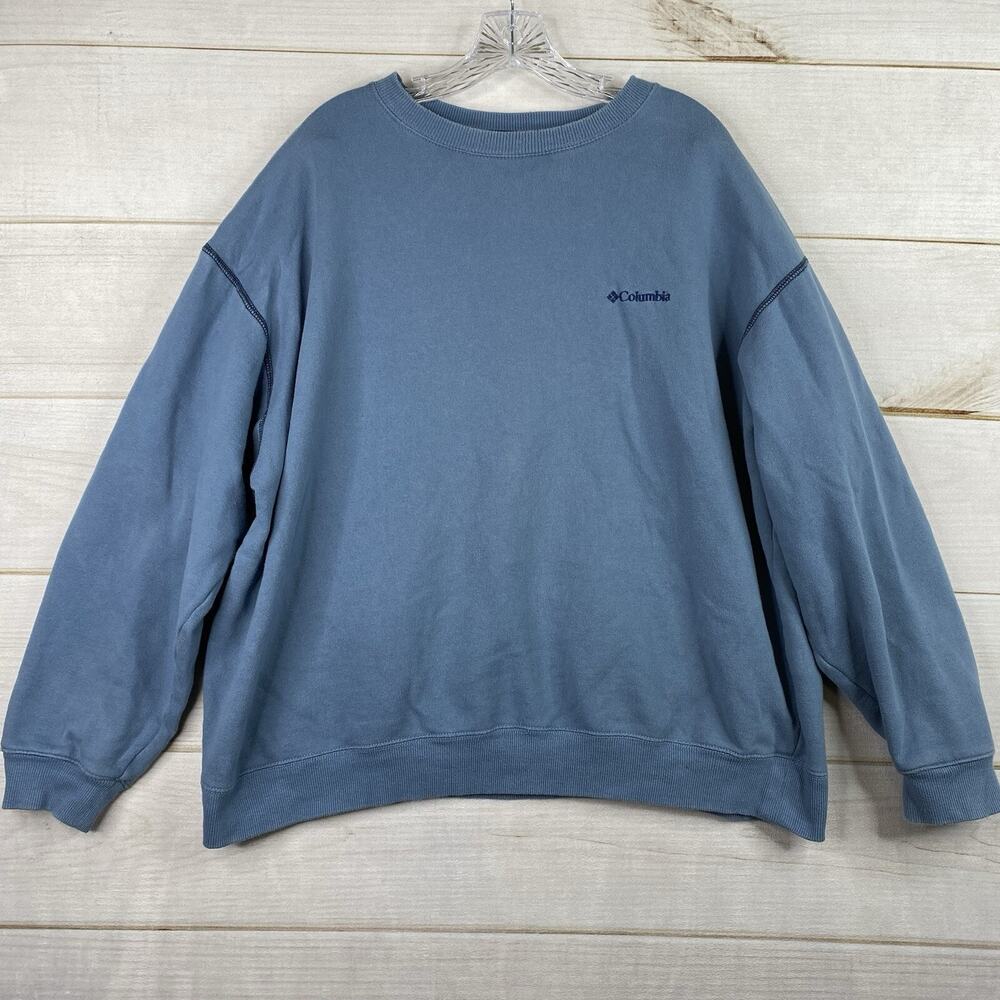Columbia Sweatshirt Mens XXL Blue Pullover Fleece Lined Rugby 90s Y2K Sweater